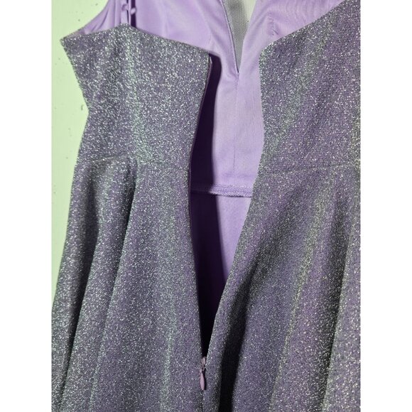 Ever Pretty Lavender Sleeveless Mini Dress Size Large Sparkle Glitter Vneck Hoco - Picture 6 of 13